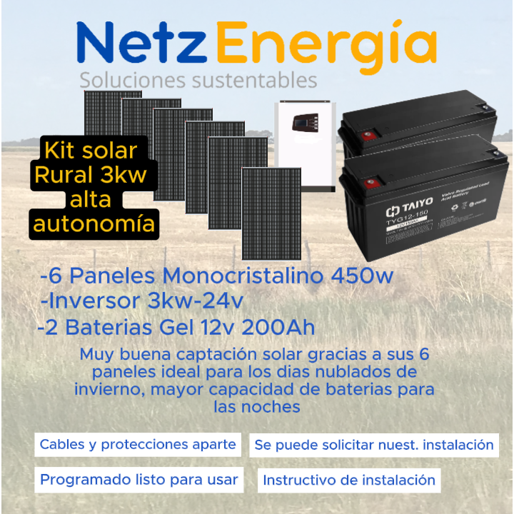 Kit Solar Rural 3kW Alta Autonomía
